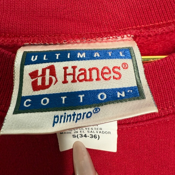 Pre-Owned Red Trader Joe's crewneck sweatshirt w/hibiscus flower logo Size small - Picture 5 of 8